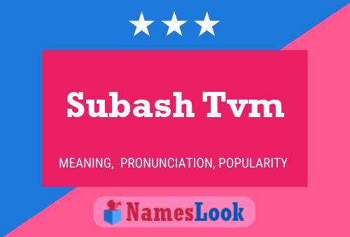 Poster del nome Subash Tvm