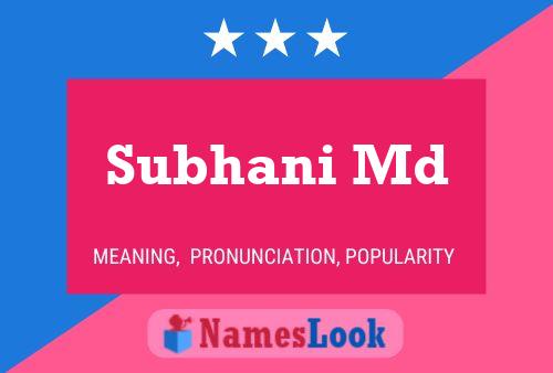 Poster del nome Subhani Md