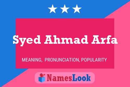 Poster del nome Syed Ahmad Arfa