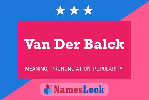 Poster del nome Van Der Balck